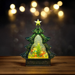 Shatchi Xmas Scene Musical Glittering Swirling Water Globe Lantern Christmas Decoration - thumbnail 3