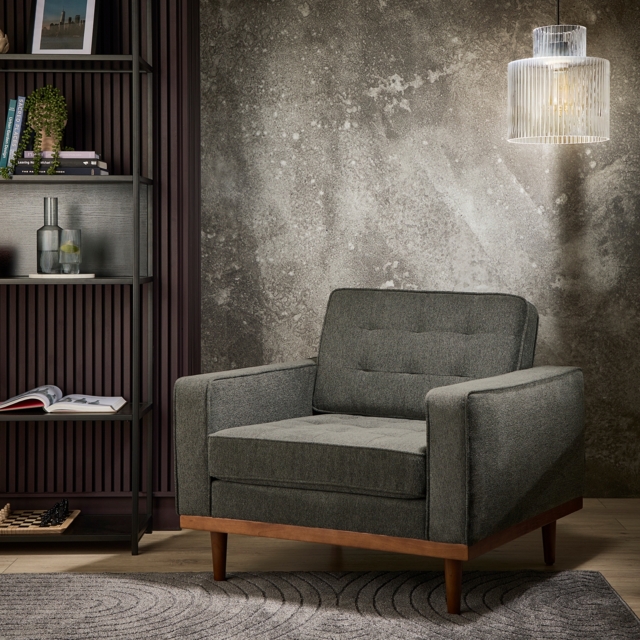 Raye Woven Chenille Armchair - Charcoal