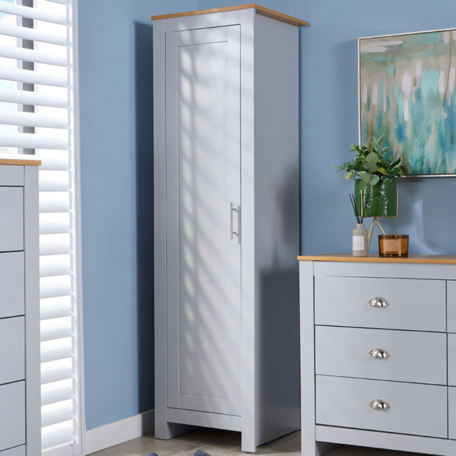 Home Source Camden Single Door Grey Slim Wardrobe Storage Unit - image 1
