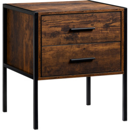Vida Designs Brooklyn 2 Drawer Dark Wood Industrial Bedside Table - thumbnail 2