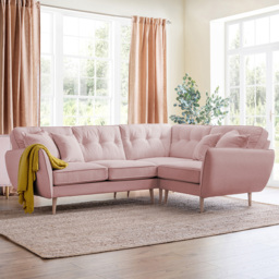 Opry Faro 4 Seater Button Back Soft Pink Corner Sofa