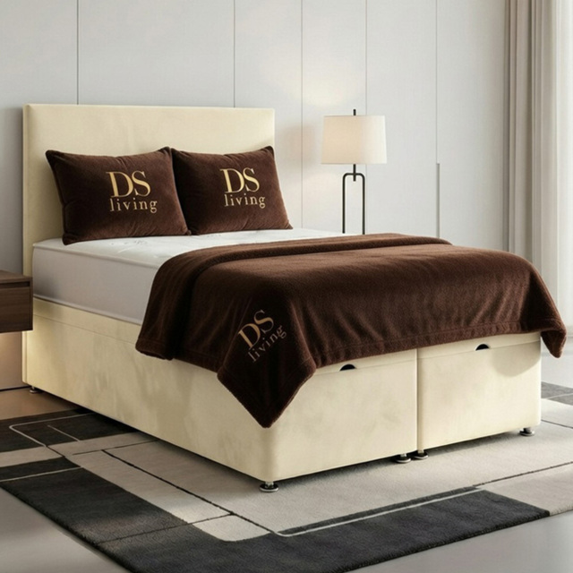 DS Living Prima Double Cream Plush Divan Bed - image 1