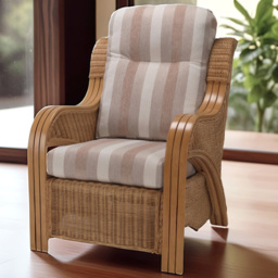 Desser Furniture Opera Duke Beige Stripe Light Oak Natural Rattan Chair