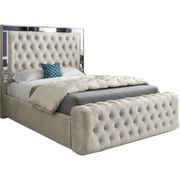 Marino Silver Super King Size Velvet Upholstered Bed Frame with Mirrored Headboard - thumbnail 2