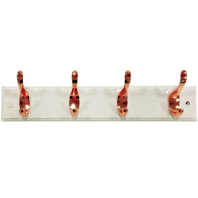 White and Rose Gold 4 Hook Coat Rail