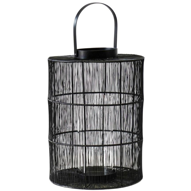 Ivyline Portofino Black Wirework Lantern with Glass Insert - image 1