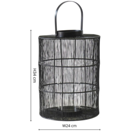Ivyline Portofino Black Wirework Lantern with Glass Insert - thumbnail 2