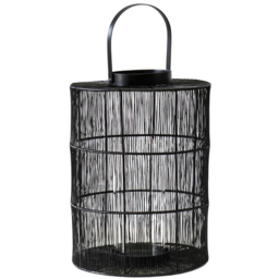 Ivyline Portofino Black Wirework Lantern with Glass Insert - thumbnail 1