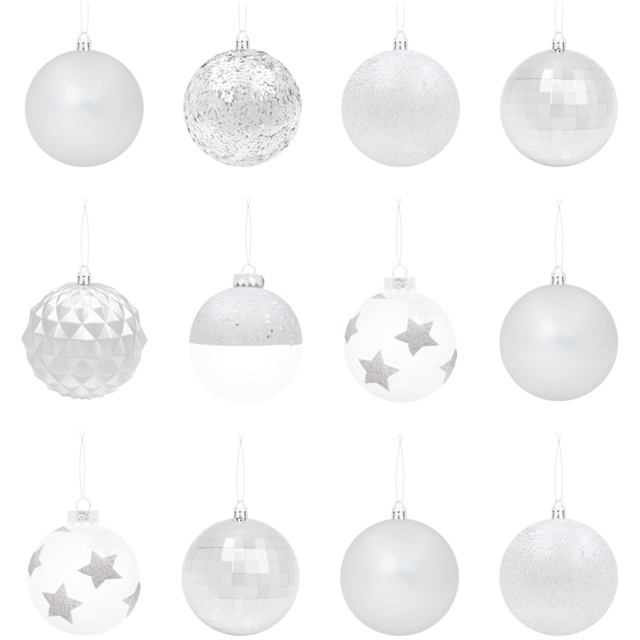 The Christmas Workshop Silver Assorted Shatterproof Bauble 12 Pack - image 1
