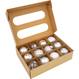 The Christmas Workshop Silver Assorted Shatterproof Bauble 12 Pack - thumbnail 4