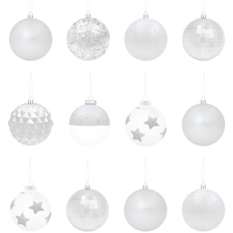 The Christmas Workshop Silver Assorted Shatterproof Bauble 12 Pack - thumbnail 1