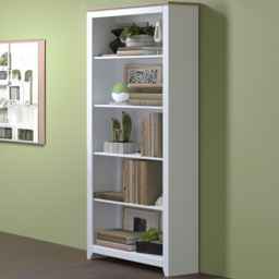 Capri 5 Shelf White Tall Bookcase