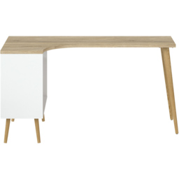 Florence 2 Drawer Storage Desk White and Oak - thumbnail 3