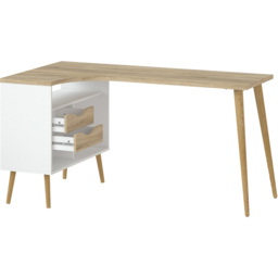 Florence 2 Drawer Storage Desk White and Oak - thumbnail 4