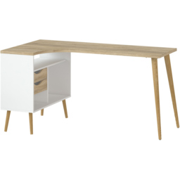 Florence 2 Drawer Storage Desk White and Oak - thumbnail 2