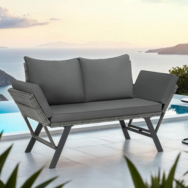 tectake Sintra Grey 2 Seater Multi Functional Sofa - image 1
