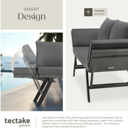 tectake Sintra Grey 2 Seater Multi Functional Sofa - thumbnail 4