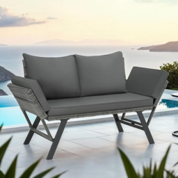 tectake Sintra Grey 2 Seater Multi Functional Sofa - thumbnail 1