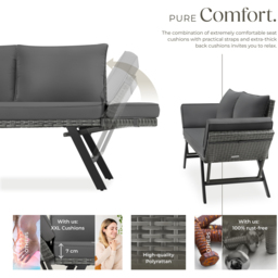 tectake Sintra Grey 2 Seater Multi Functional Sofa - thumbnail 3