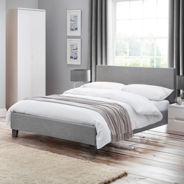Julian Bowen Rialto Small Double Light Grey Linen Bed Frame - image 1