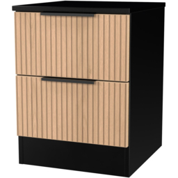 Crowndale Java Slatt Effect and Black 2 Drawer Compact Bedside Cabinet - thumbnail 4