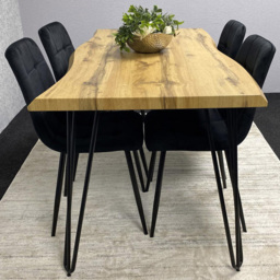 Kosy Koala 4 Seater Wood and Velvet Dining Set Black