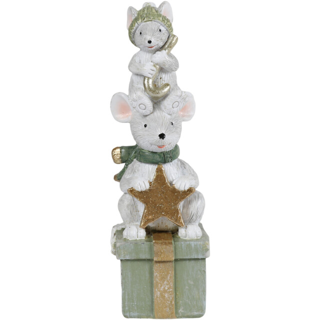 Mice On Present Christmas Ornament - Green - image 1