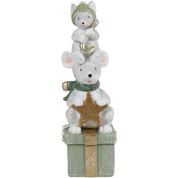 Mice On Present Christmas Ornament - Green - thumbnail 1