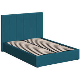 FWStyle Hoscar Dolphin Blue Small Double Upholstered Lift-Up Ottoman Bed Frame with Ribbed Headboard - thumbnail 4