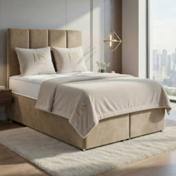 DS Living Harmony Coffee King Size Plush Velvet Ottoman Bed