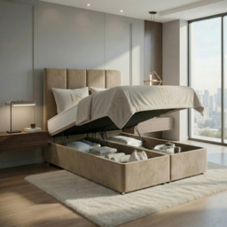 DS Living Harmony Coffee King Size Plush Velvet Ottoman Bed - thumbnail 2