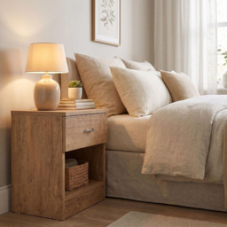 FWStyle Promo Oak Single Drawer Bedside Table - thumbnail 2