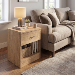 FWStyle Promo Oak Single Drawer Bedside Table - thumbnail 3
