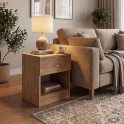 FWStyle Promo Oak Single Drawer Bedside Table - thumbnail 4