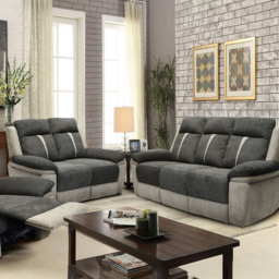 Comfy Living 5 Seater Grey Manual Recliner Sofa Set - thumbnail 1