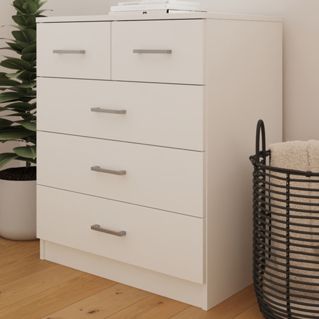 GFW Bailey White 5 Drawer Chest of Drawers