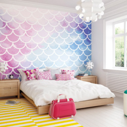 Origin Murals Watercolour Mermaid Scales Blue Wall Mural