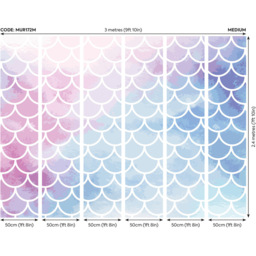 Origin Murals Watercolour Mermaid Scales Blue Wall Mural - thumbnail 3