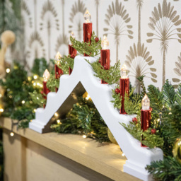 Shatchi Christmas Battery Operated Plastic White Candle Bridge 30 x 50 x 6.5cm - thumbnail 3