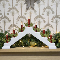 Shatchi Christmas Battery Operated Plastic White Candle Bridge 30 x 50 x 6.5cm - thumbnail 2