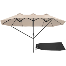 tectake Silia Extra Wide Beige Parasol with Cover 4.6 x 2.7m