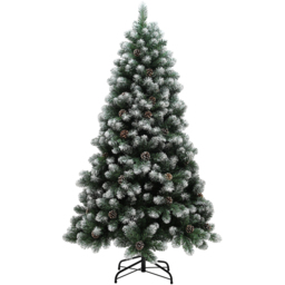 StarBright Snow Dipped Green Artificial Christmas Pine Tree with Pinecones 6ft - thumbnail 1