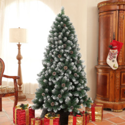 StarBright Snow Dipped Green Artificial Christmas Pine Tree with Pinecones 6ft - thumbnail 2