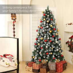 StarBright Snow Dipped Green Artificial Christmas Pine Tree with Pinecones 6ft - thumbnail 4