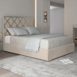 Tammy Single Silver Soft Velvet Upholstered Metal Bed Frame with Panelled Headboard - thumbnail 1