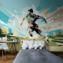 Origin Murals Football Player Abstract Landscape Blue Wall Mural - thumbnail 1