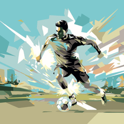 Origin Murals Football Player Abstract Landscape Blue Wall Mural - thumbnail 2