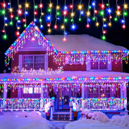 Living and Home Solar Powered 1200 Multicolour LED Icicle String Light with Remote 30m