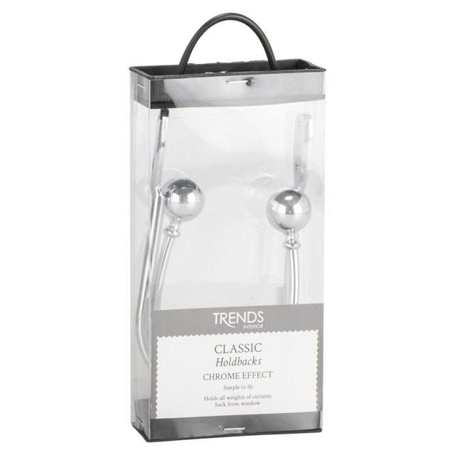 Trends Interior Chrome Effect Curtain Holdback 2 Pack - image 1