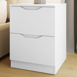 FWStyle Luno White 2 Drawer Modern Bedside Table - thumbnail 1